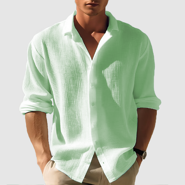 Camisa - Frente com Botões & Barra Curvada com Mangas Ajustáveis