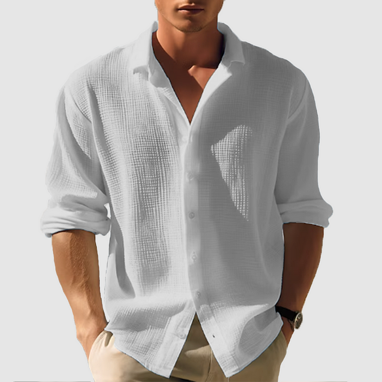 Camisa - Frente com Botões & Barra Curvada com Mangas Ajustáveis