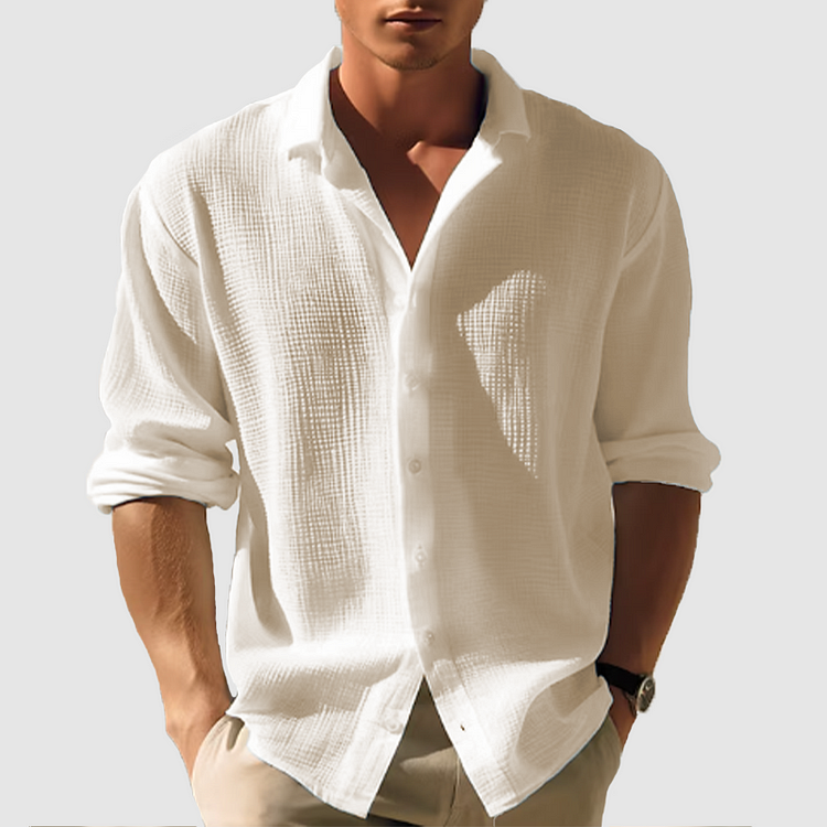 Camisa - Frente com Botões & Barra Curvada com Mangas Ajustáveis