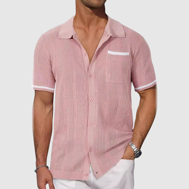 Camisa - Gola Camp e Detalhes Contrastantes com Ajuste Respirável