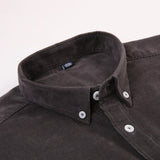 Camisa - Mistura de Veludo Cotelê com Padrão Listrado e Bolso Frontal