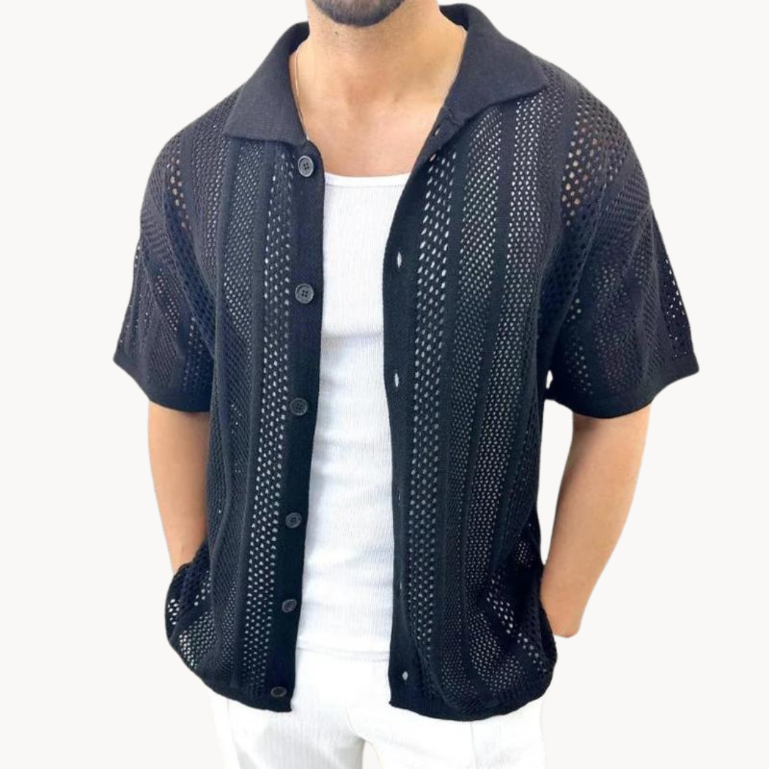 Camisa – Crochê de Manga Curta & Arrefecimento Respirável