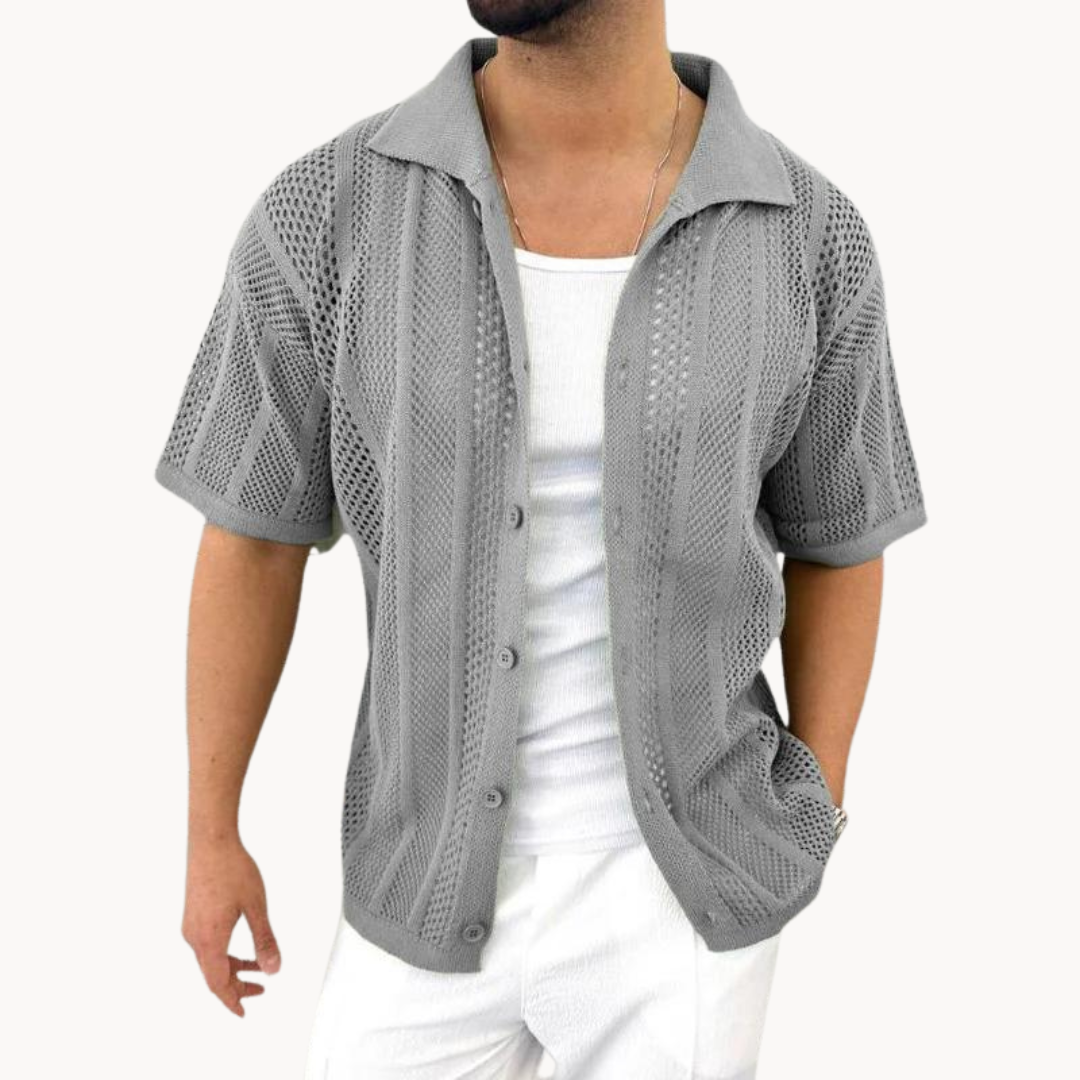 Camisa – Crochê de Manga Curta & Arrefecimento Respirável