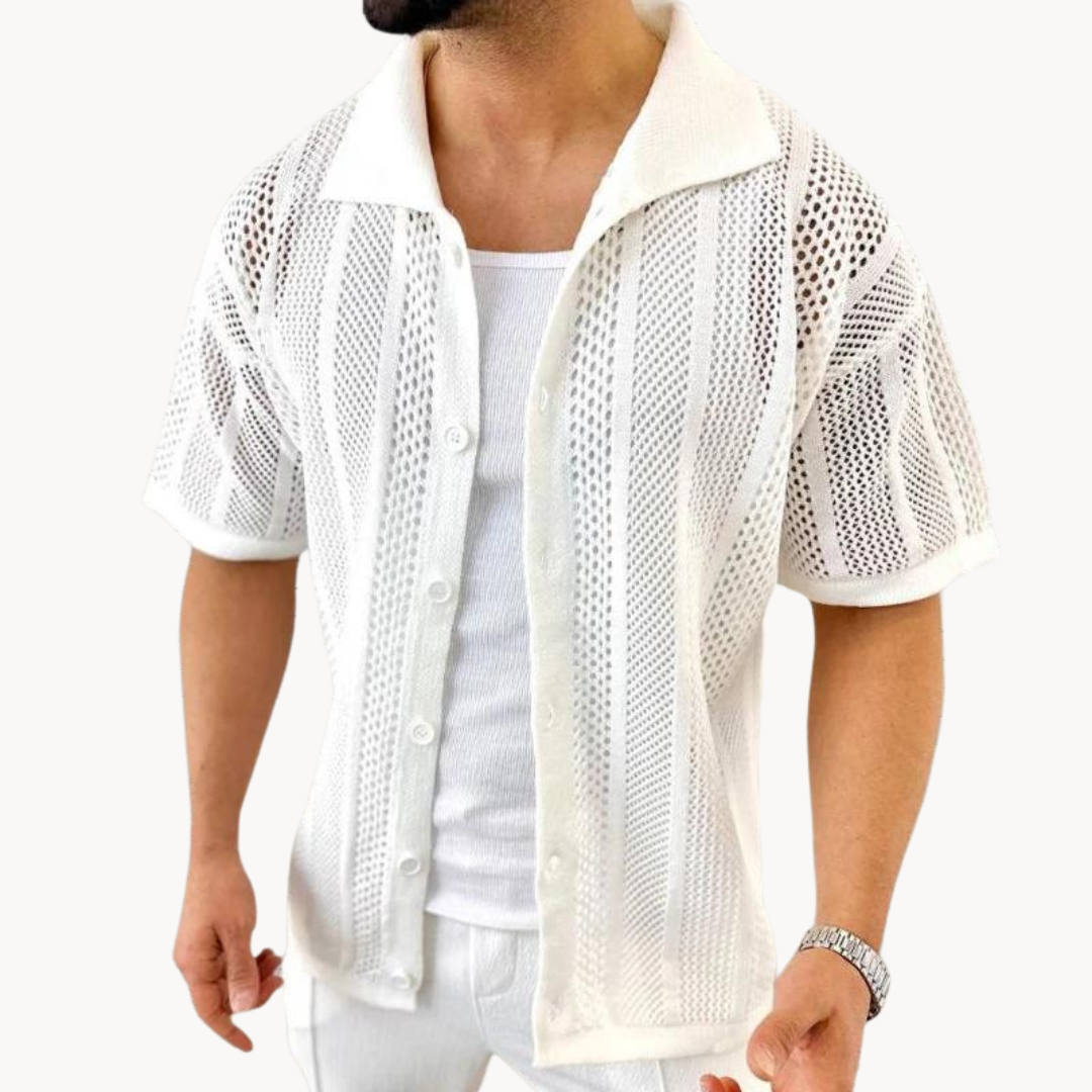 Camisa – Crochê de Manga Curta & Arrefecimento Respirável