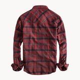 Camisa – Mistura de Flanela Ajustada com Colarinho Botão