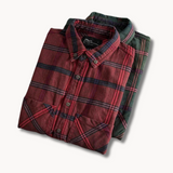 Camisa – Mistura de Flanela Ajustada com Colarinho Botão
