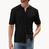 Camisa - Mistura de Malha com Botões à Frente e Colarinho Estruturado para Uso Fácil