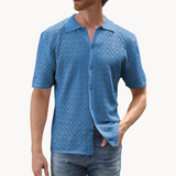 Camisa - Mistura de Malha com Botões à Frente e Colarinho Estruturado para Uso Fácil