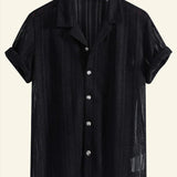 Camisa - Gola Canelada & Mistura de Poliéster Leve
