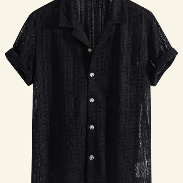 Camisa - Gola Canelada & Mistura de Poliéster Leve