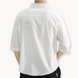 Camisa - Mistura de Poliéster com Gola Mandarim e Forma Elegante