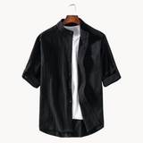 Camisa - Mistura de Poliéster com Gola Mandarim e Forma Elegante