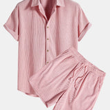 Conjunto de Camisa - Mistura de Veludo Cotelê com Botões à Frente & Toque Suave