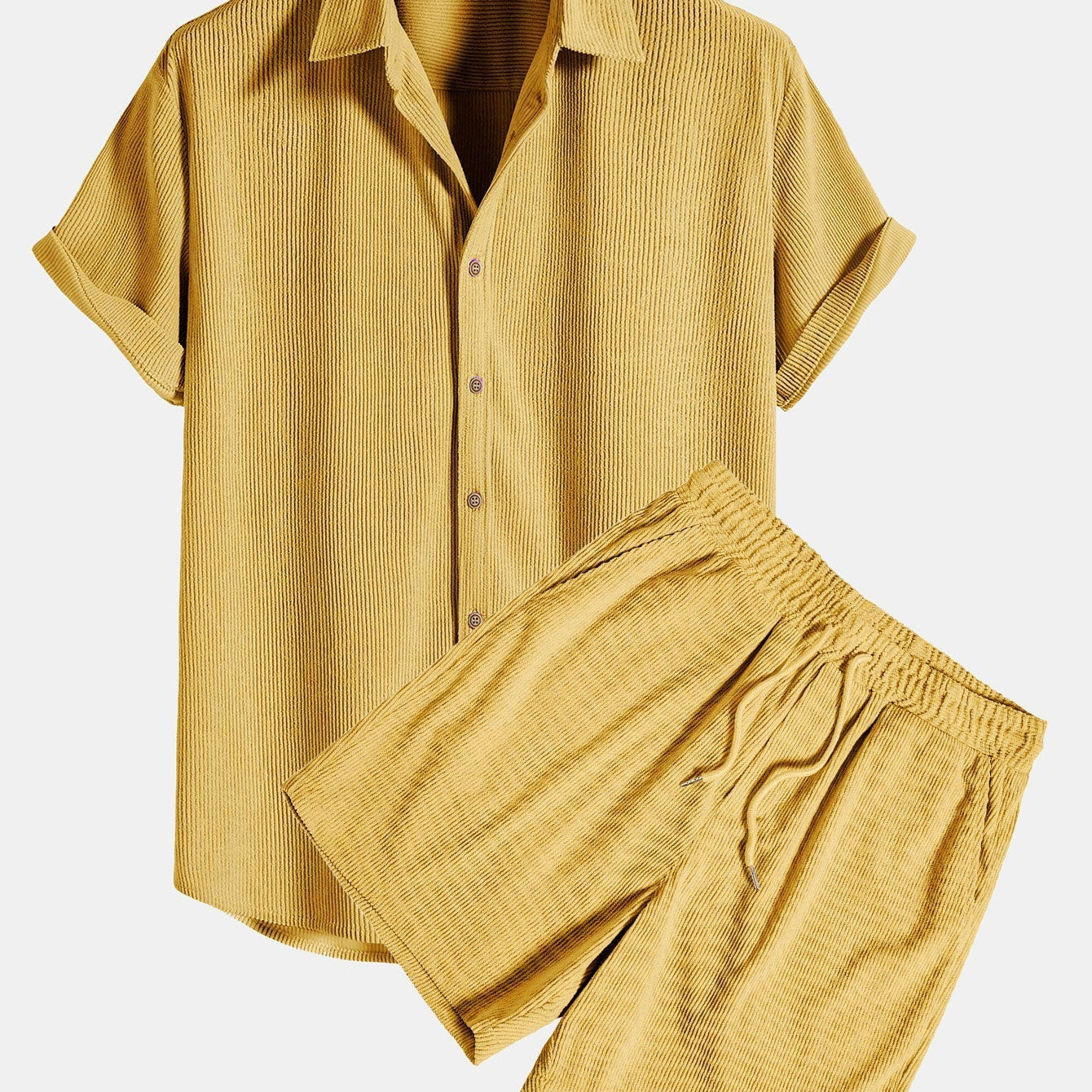 Conjunto de Camisa - Mistura de Veludo Cotelê com Botões à Frente & Toque Suave