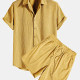 Conjunto de Camisa - Mistura de Veludo Cotelê com Botões à Frente & Toque Suave