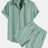 Conjunto de Camisa - Mistura de Veludo Cotelê com Botões à Frente & Toque Suave