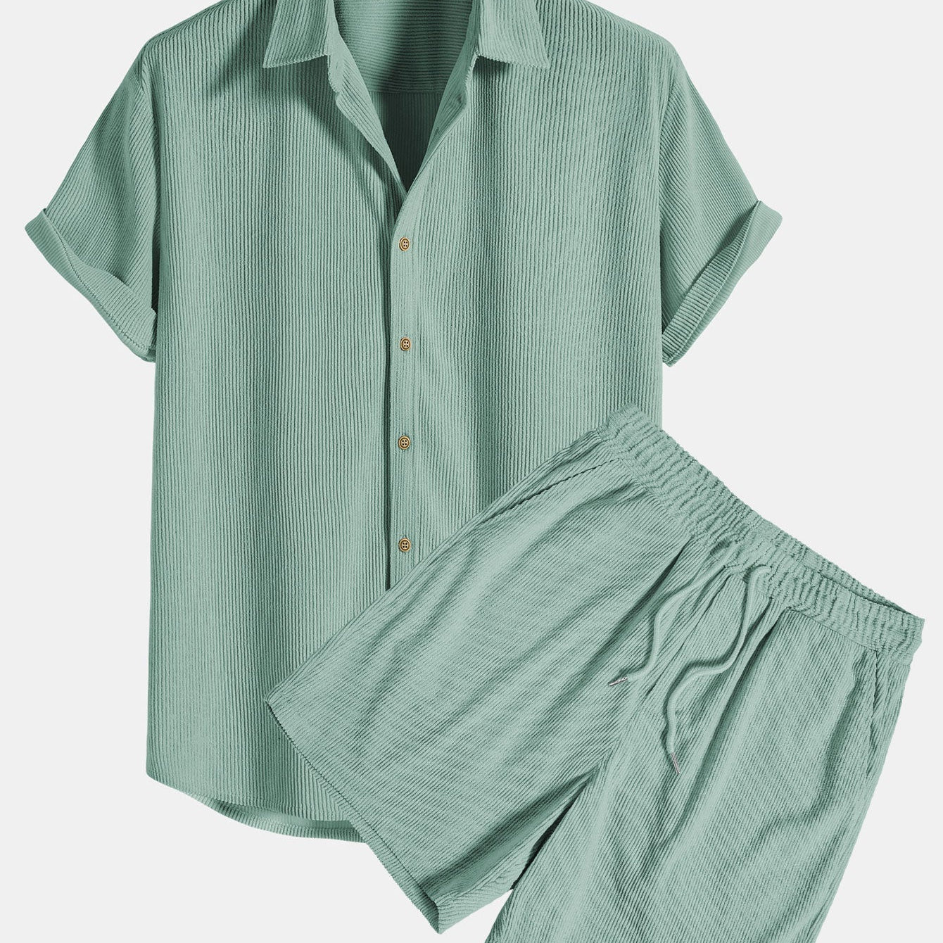 Conjunto de Camisa - Mistura de Veludo Cotelê com Botões à Frente & Toque Suave