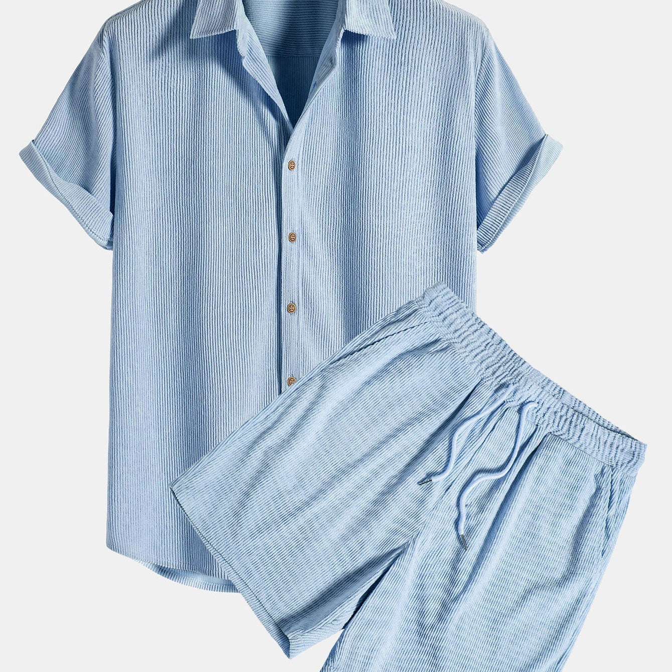 Conjunto de Camisa - Mistura de Veludo Cotelê com Botões à Frente & Toque Suave