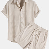 Conjunto de Camisa - Mistura de Veludo Cotelê com Botões à Frente & Toque Suave