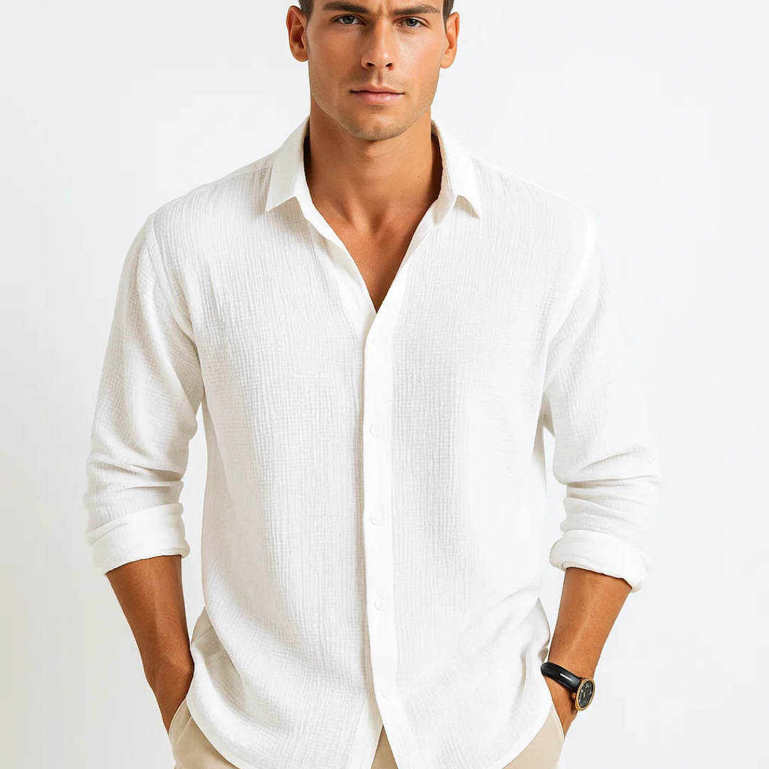 Camisa - Gola Inteligente e Botão Completo para Movimento Fácil