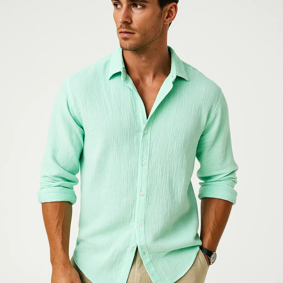 Camisa - Gola Inteligente e Botão Completo para Movimento Fácil