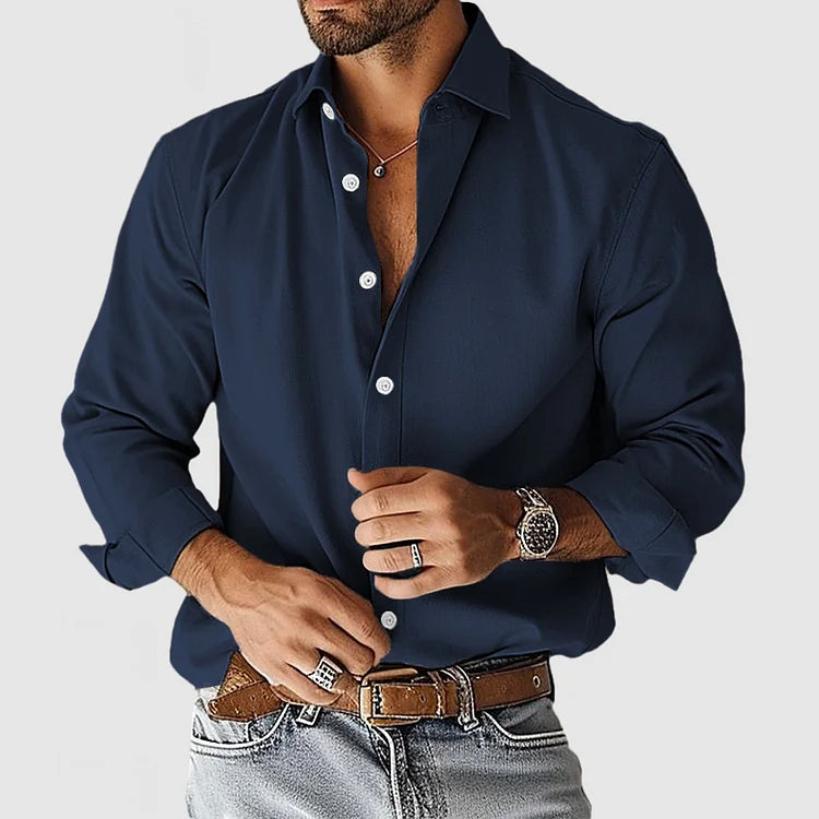 Camisa – Corte Relaxado em Mistura Suave & Ajuste Confortável com Botões