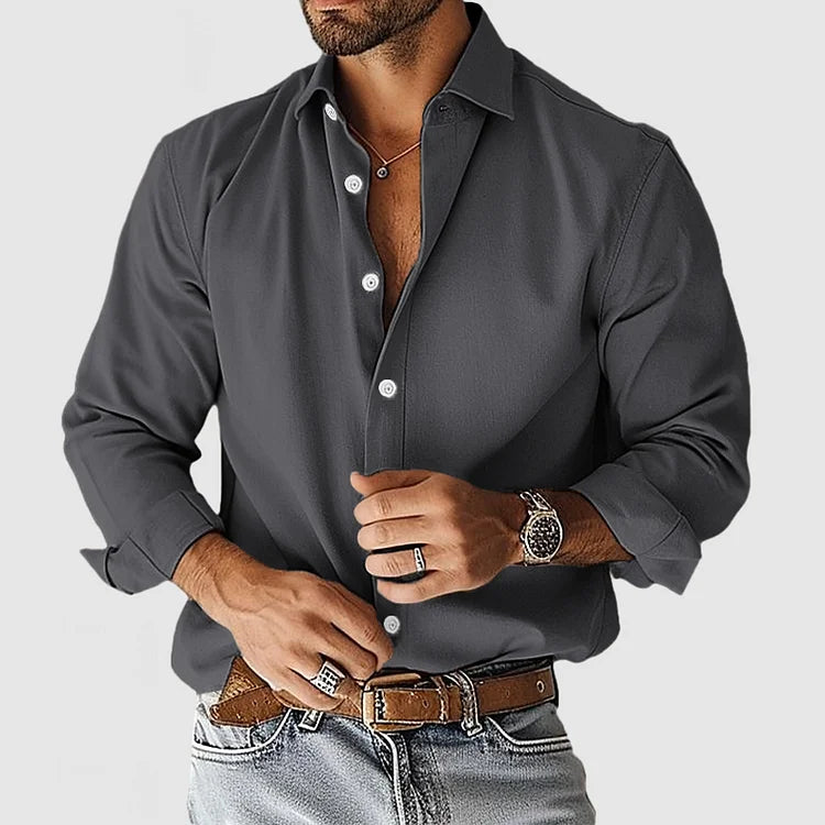 Camisa – Corte Relaxado em Mistura Suave & Ajuste Confortável com Botões