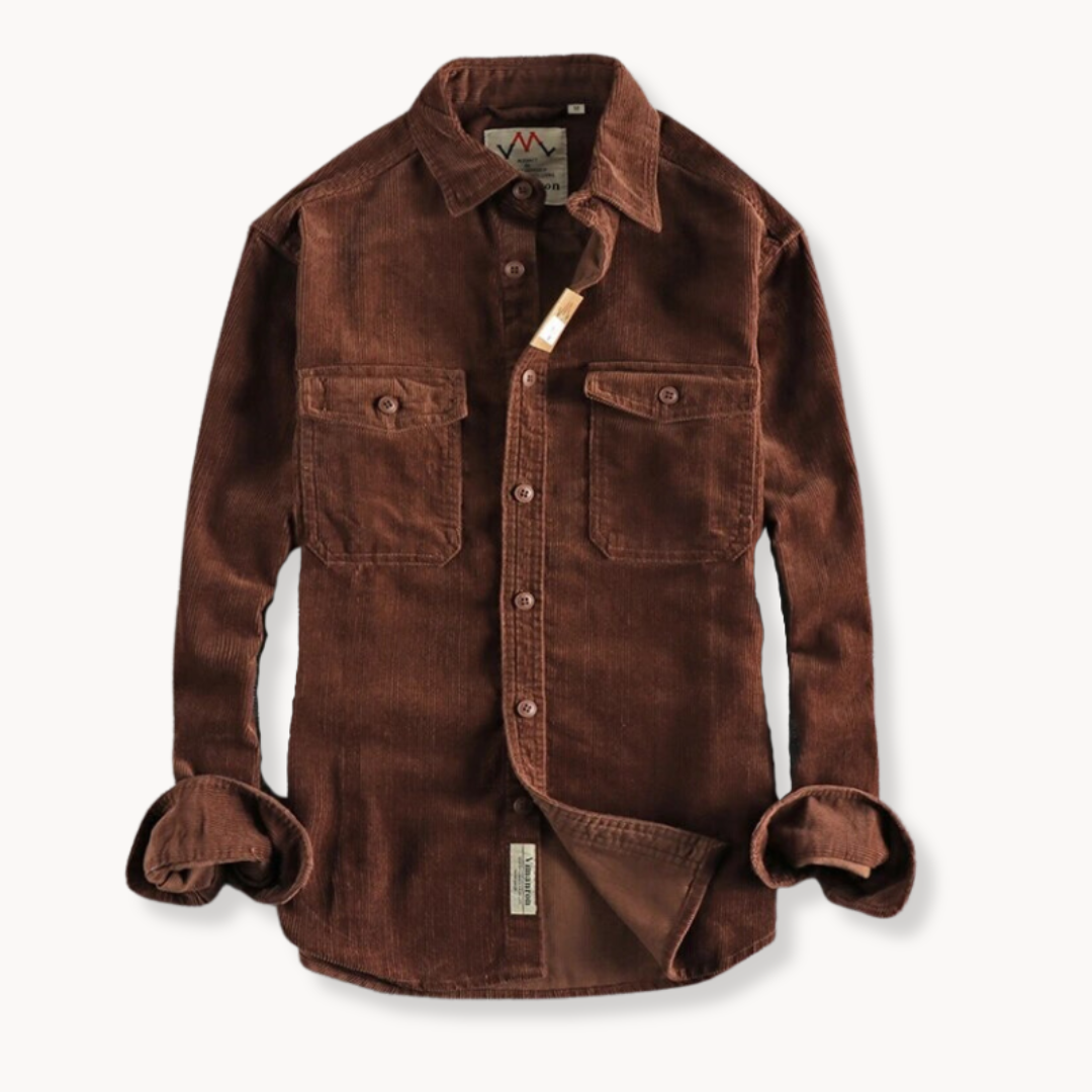 Camisa - Tecido de Veludo Mole e Bolsos de Patches para Armazenamento