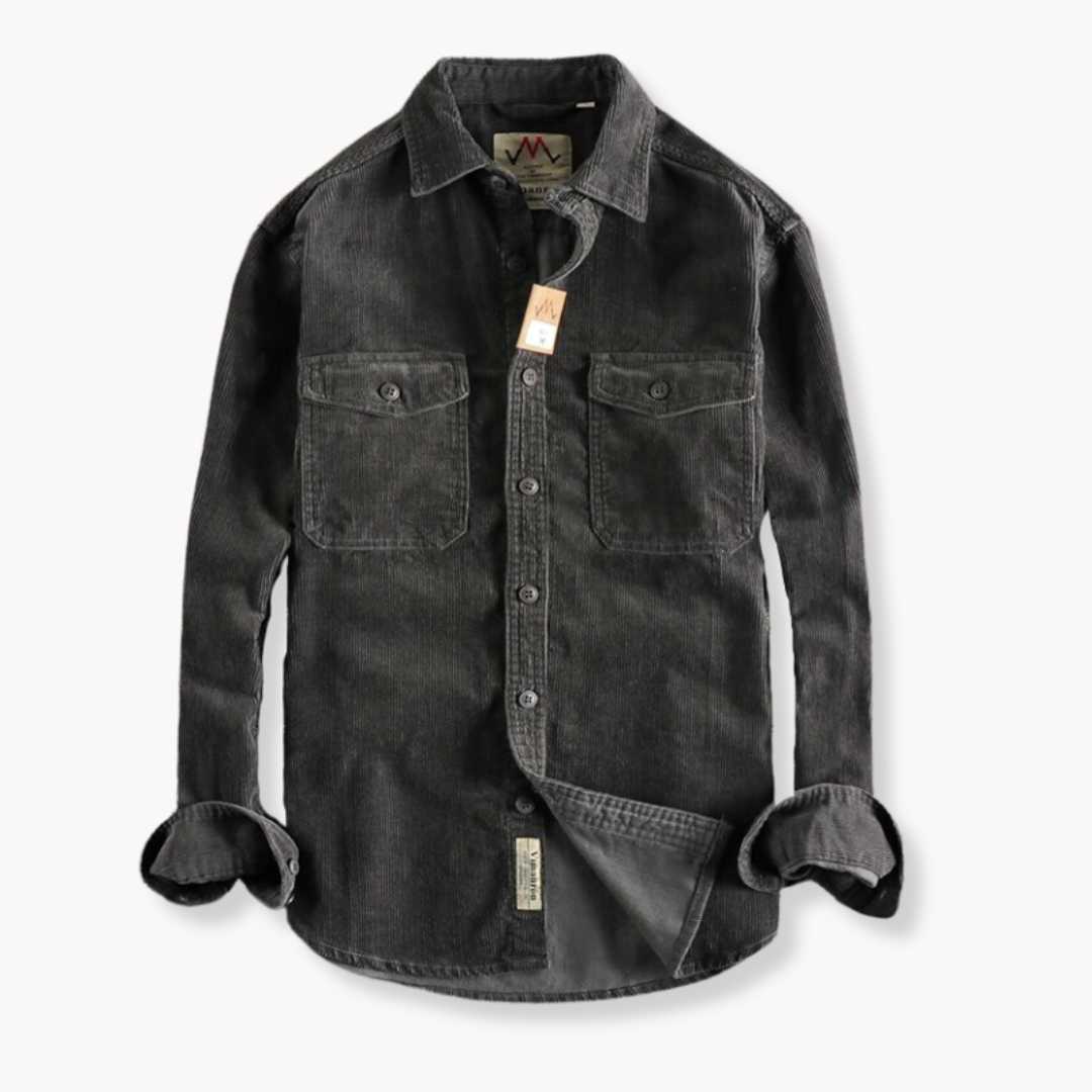 Camisa - Tecido de Veludo Mole e Bolsos de Patches para Armazenamento