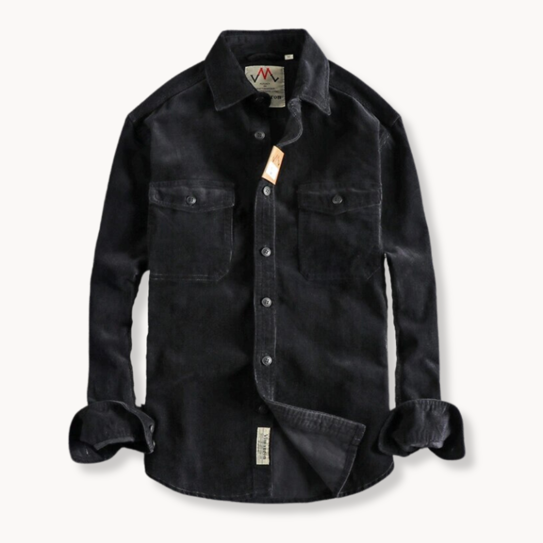 Camisa - Tecido de Veludo Mole e Bolsos de Patches para Armazenamento