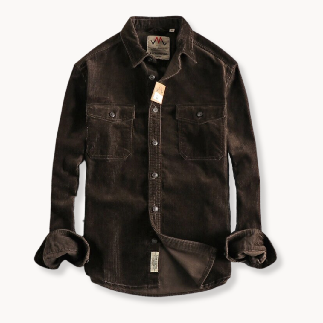 Camisa - Tecido de Veludo Mole e Bolsos de Patches para Armazenamento