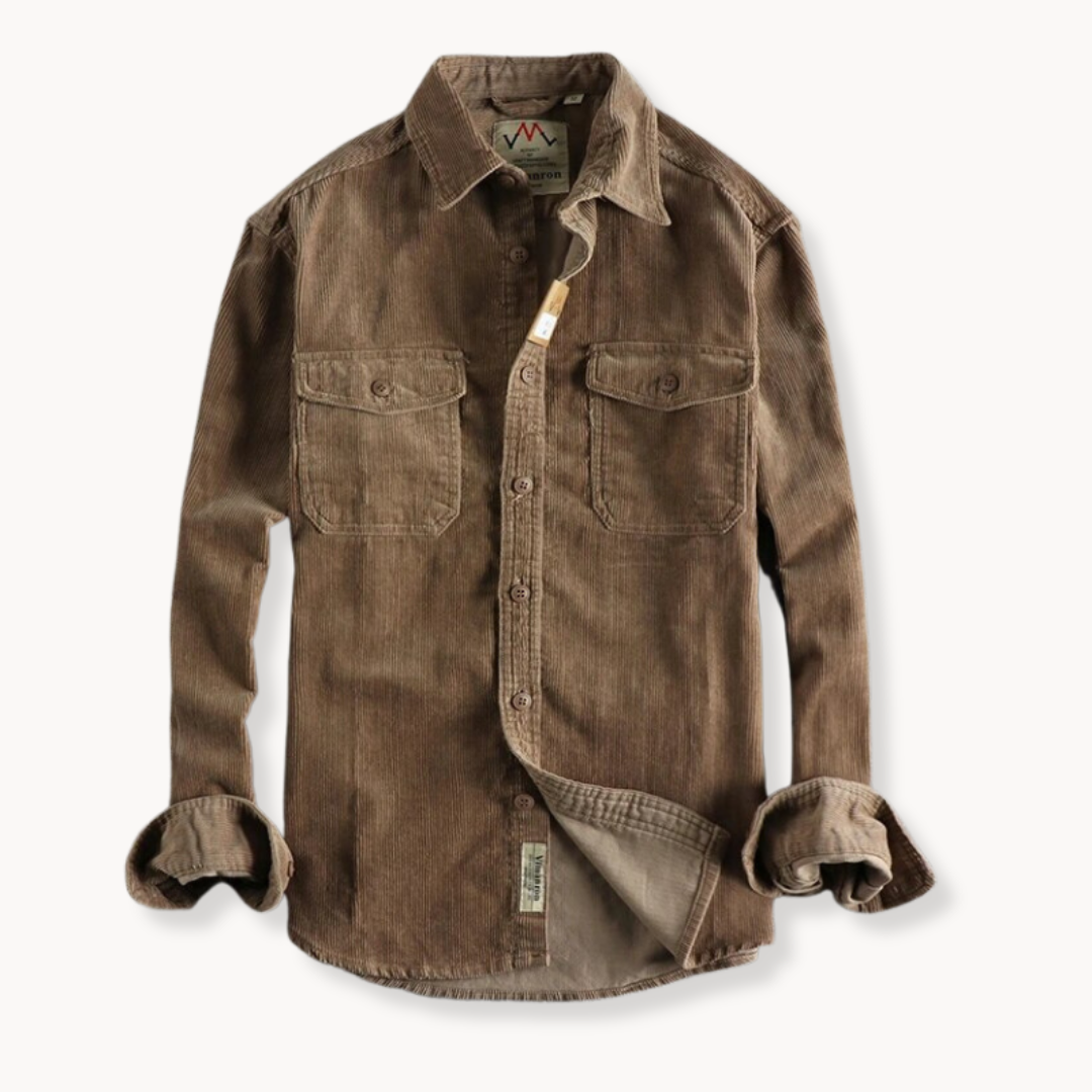 Camisa - Tecido de Veludo Mole e Bolsos de Patches para Armazenamento