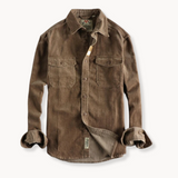 Camisa - Tecido de Veludo Mole e Bolsos de Patches para Armazenamento