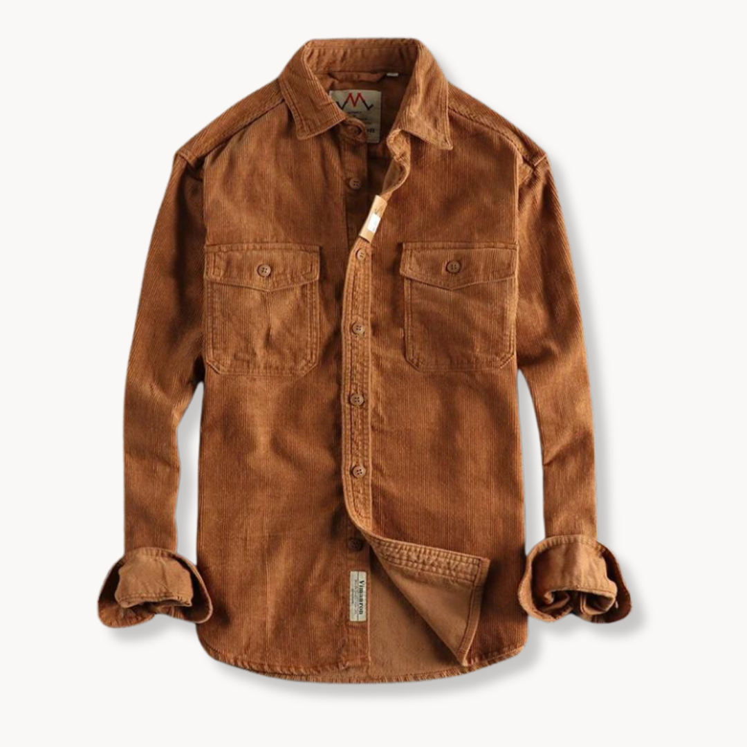 Camisa - Tecido de Veludo Mole e Bolsos de Patches para Armazenamento