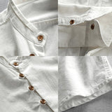 Camisa - Gola Alta e Fecho de Botão Vintage Respirável