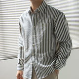 Camisa - Listrada Vertical de Manga Longa e Camadas Suaves