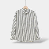 Camisa - Listrada Vertical de Manga Longa e Camadas Suaves