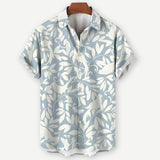 Camisa de Manga Curta – Estampa de Folhas e Mistura de Ar Respirável
