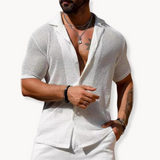 Camisa de Manga Curta – Malha Oca e Efeito de Fluxo de Ar Fresco