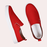 Sapatilhas Slip On - Parte Superior em Mistura de Lona e Sola Flexível