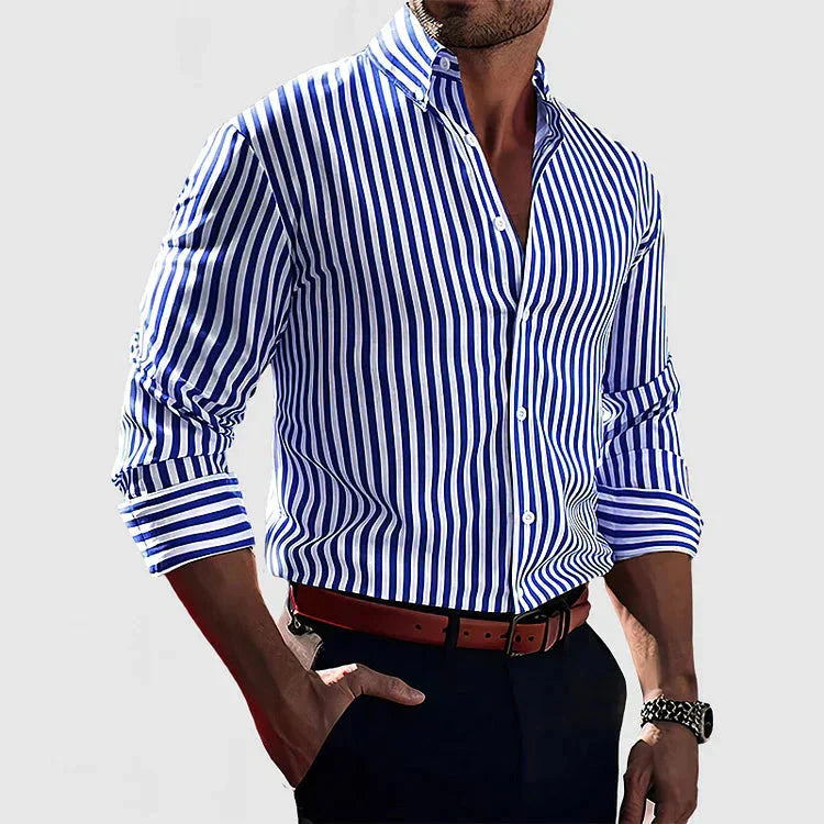 Camisa Overshirt Soft Blend - Riscas Verticais e Cobertura Leve