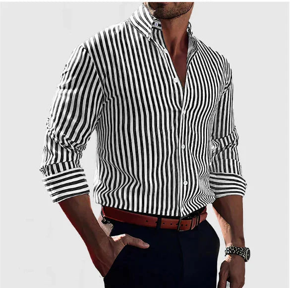Camisa Overshirt Soft Blend - Riscas Verticais e Cobertura Leve