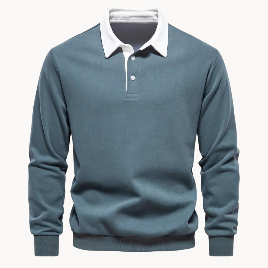 Sweatshirt Polo Soft-Blend - Gola Contrastante & Ajuste Flexível