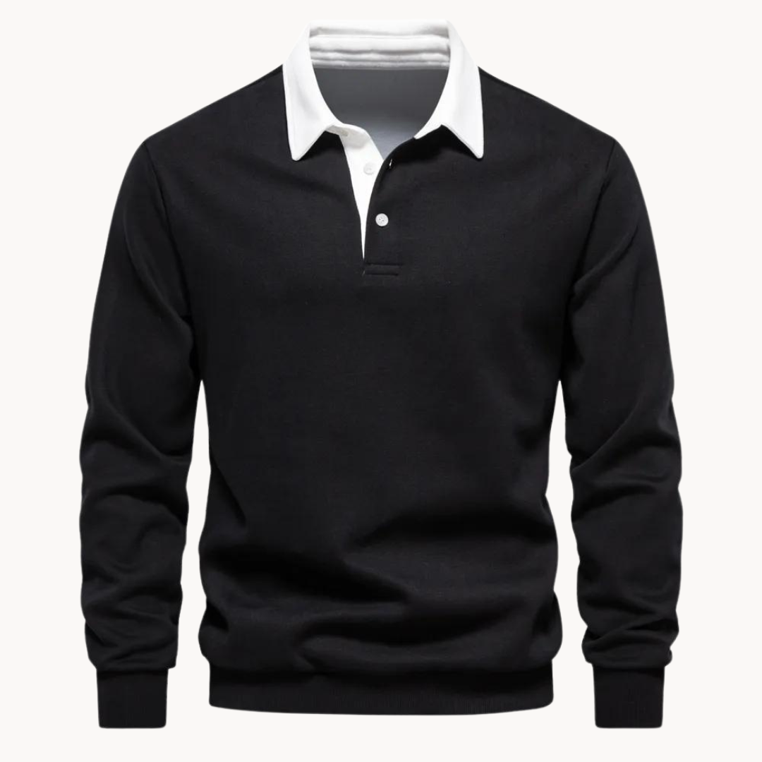 Sweatshirt Polo Soft-Blend - Gola Contrastante & Ajuste Flexível
