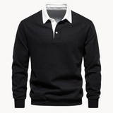 Sweatshirt Polo Soft-Blend - Gola Contrastante & Ajuste Flexível