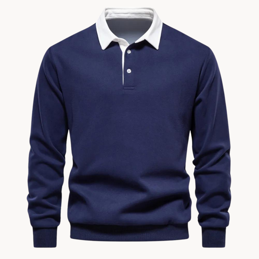 Sweatshirt Polo Soft-Blend - Gola Contrastante & Ajuste Flexível