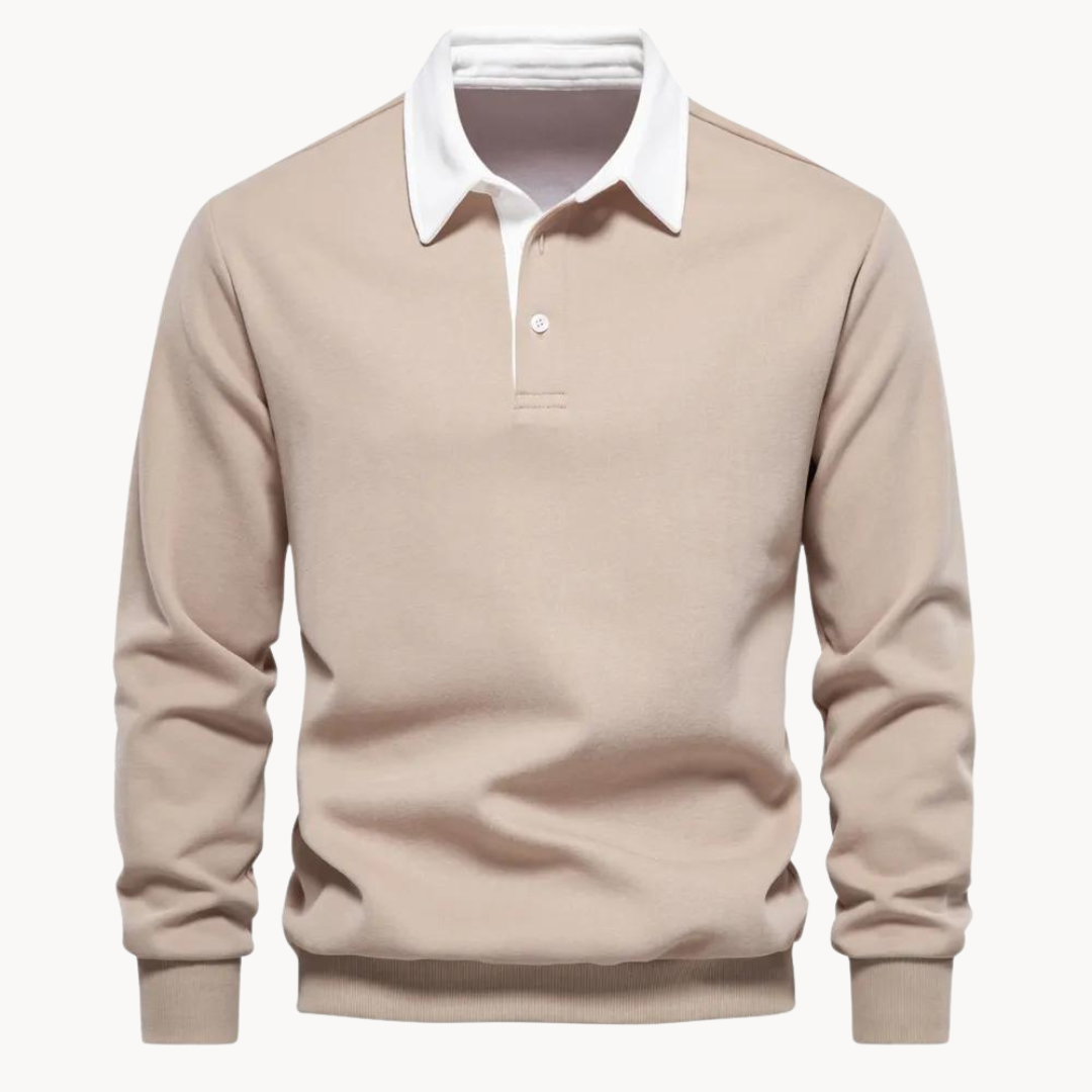Sweatshirt Polo Soft-Blend - Gola Contrastante & Ajuste Flexível