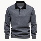 Sweatshirt Polo Soft-Blend - Gola Contrastante & Ajuste Flexível