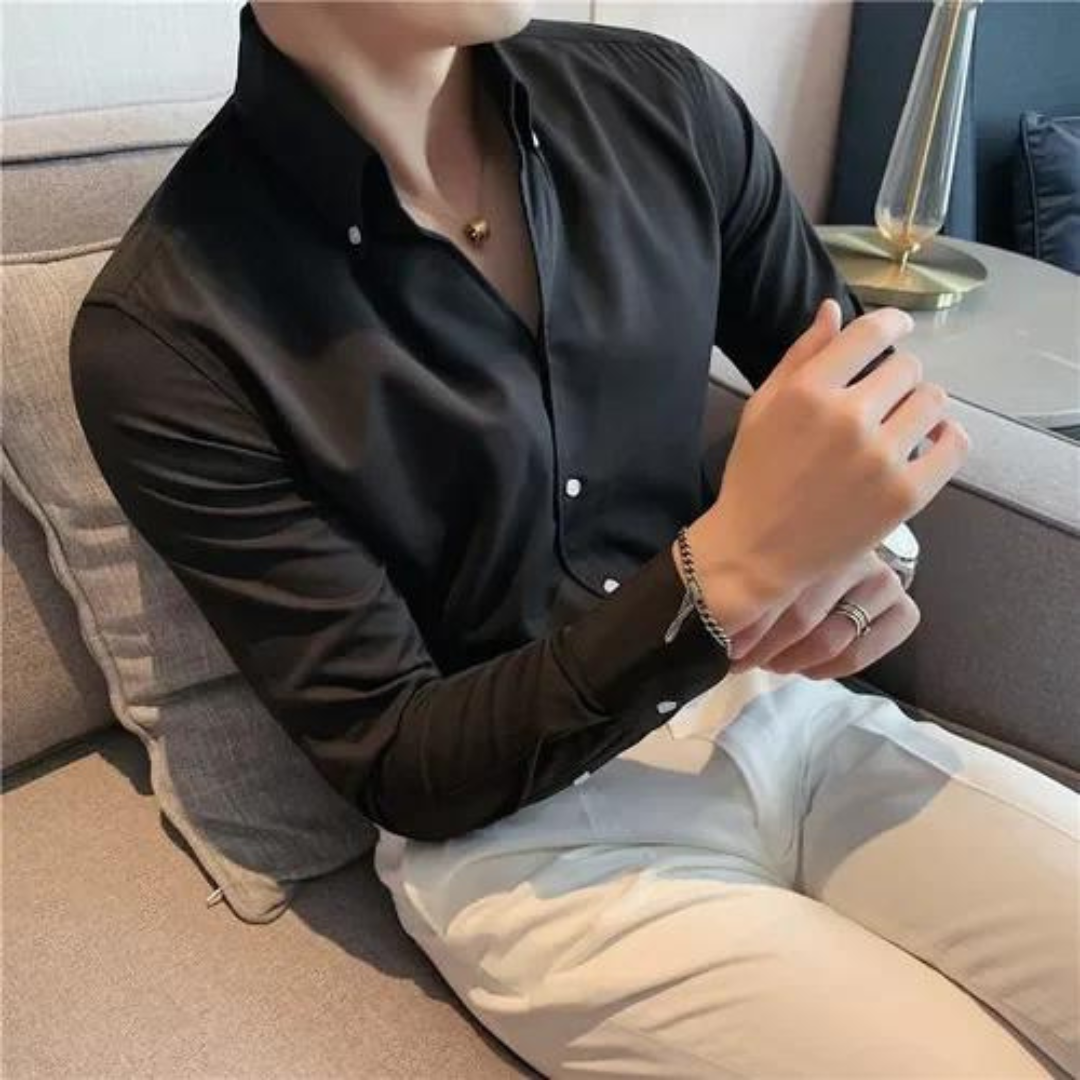 Camisa Soft-Blend – Frente com Botões & Ajuste Relaxado