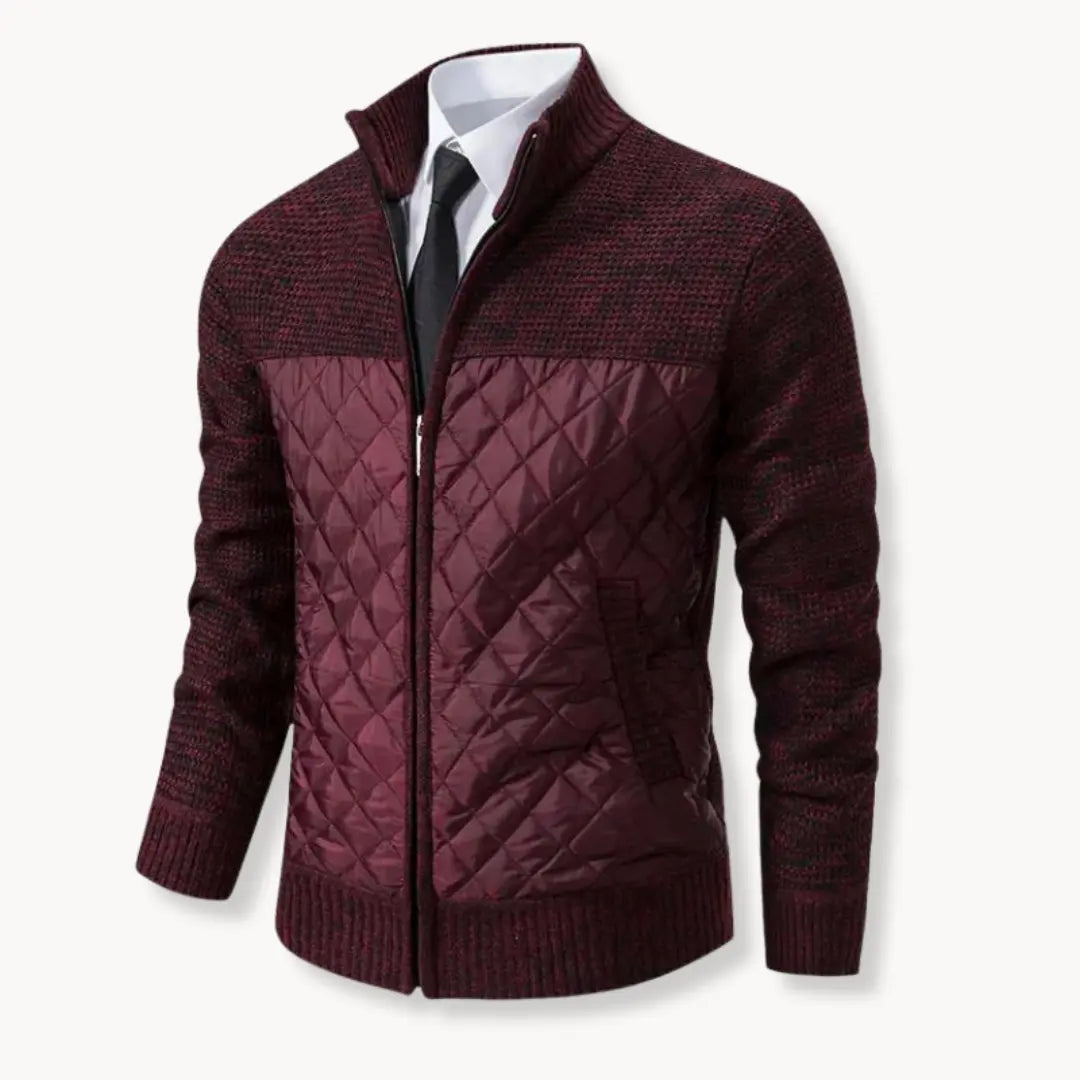 Sweater - Mistura de Jacquard Twill e Painéis Térmicos Isolados